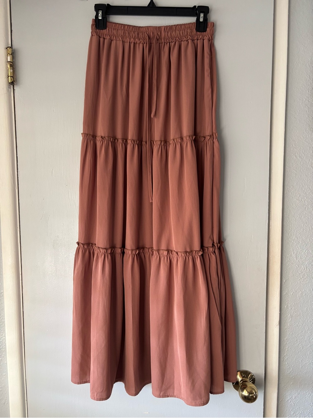 Tiered Maxi Skirt in Dusty Rose - Women's Skirt with Pockets
